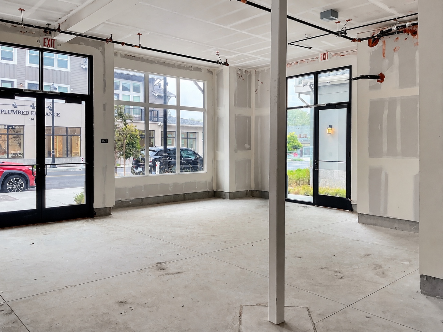 Open commercial shell during a pre-purchase electrical walkthrough