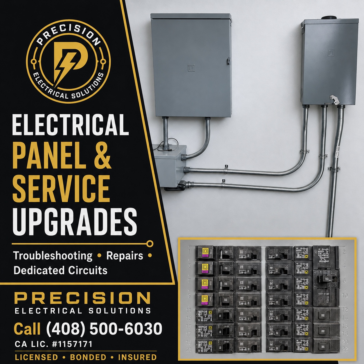 Electrical panel and service upgrade by Precision Electrical Solutions